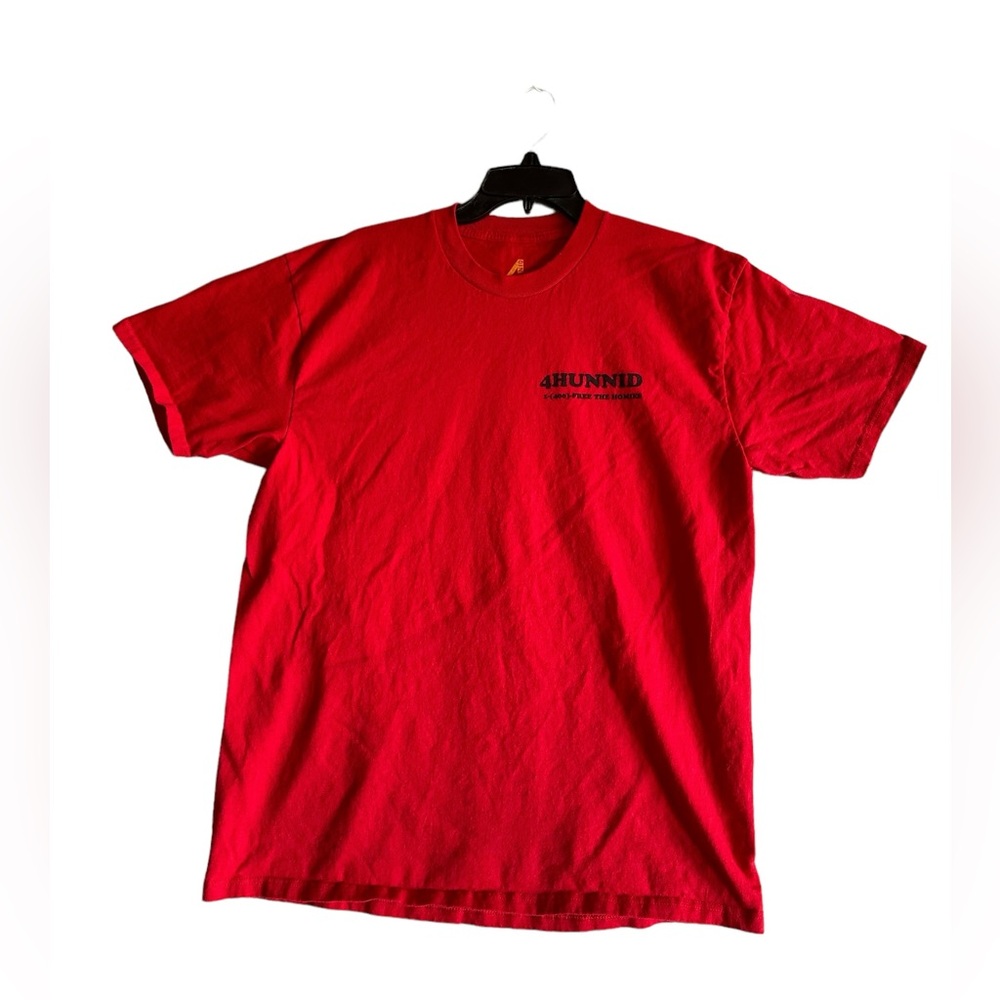 4HUNNID FREE THE HOMIES BAIL BOUNDS MEN’S RED GRAPHIC T-SHIRT SZ LARGE